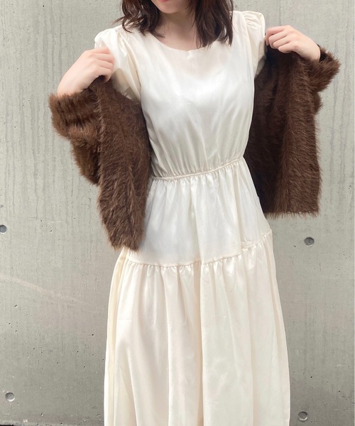 Mejoul（メジュール）の「パフスリーブシアーティアードロングワンピース（ワンピース・レディース・アイボリー・M/S）」の11枚目の写真