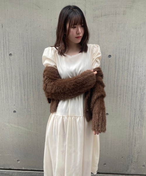 Mejoul（メジュール）の「パフスリーブシアーティアードロングワンピース（ワンピース・レディース・アイボリー・M/S）」の10枚目の写真