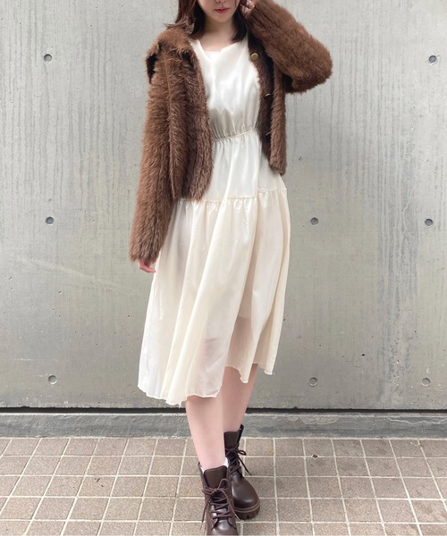 Mejoul（メジュール）の「パフスリーブシアーティアードロングワンピース（ワンピース・レディース・アイボリー・M/S）」の14枚目の写真