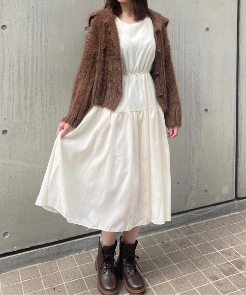 Mejoul（メジュール）の「パフスリーブシアーティアードロングワンピース（ワンピース・レディース・アイボリー・M/S）」の16枚目の写真