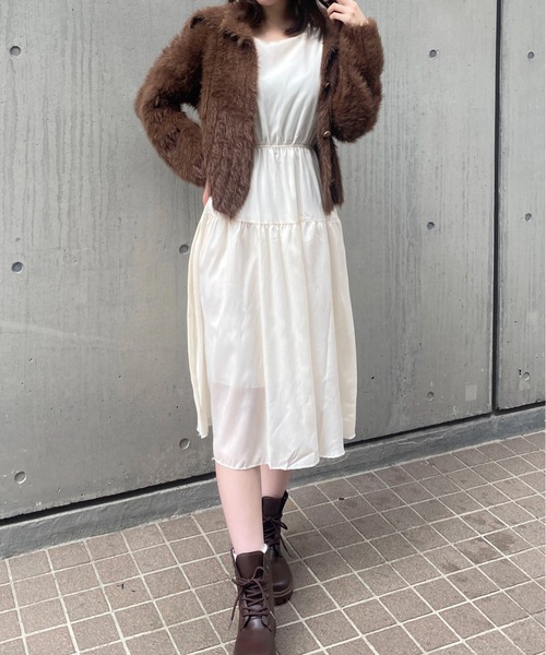 Mejoul（メジュール）の「パフスリーブシアーティアードロングワンピース（ワンピース・レディース・アイボリー・M/S）」の18枚目の写真