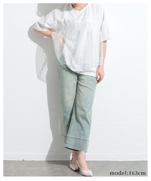Sawa a la mode(サワアラモード)の「ドット柄シフォン異素材カットソー(Tシャツ/カットソー・レディース・ホワイト/ブラック・FREE)」の9枚目の写真
