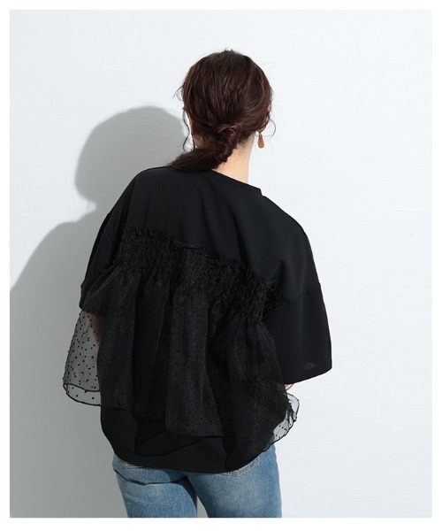 Sawa a la mode(サワアラモード)の「ドット柄シフォン異素材カットソー(Tシャツ/カットソー・レディース・ホワイト/ブラック・FREE)」の15枚目の写真