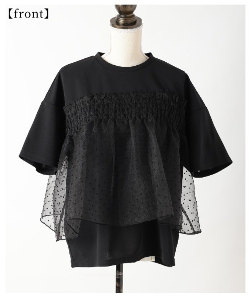 Sawa a la mode(サワアラモード)の「ドット柄シフォン異素材カットソー(Tシャツ/カットソー・レディース・ホワイト/ブラック・FREE)」の22枚目の写真