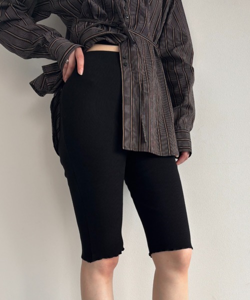バイカーニットパンツ　ブラックS STYLEMIXER ニットバイカーパンツ BLK -ファッション通販