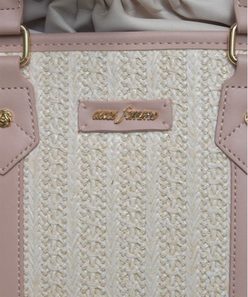 axes femme（アクシーズファム）の「合皮×雑材バイカラーバッグ（かごバッグ・レディース・ダークブラウン/ピンク/ブルー・FREE）」の6枚目の写真