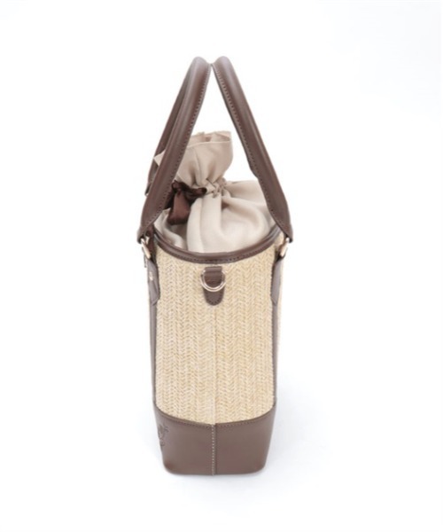 axes femme（アクシーズファム）の「合皮×雑材バイカラーバッグ（かごバッグ・レディース・ダークブラウン/ピンク/ブルー・FREE）」の11枚目の写真