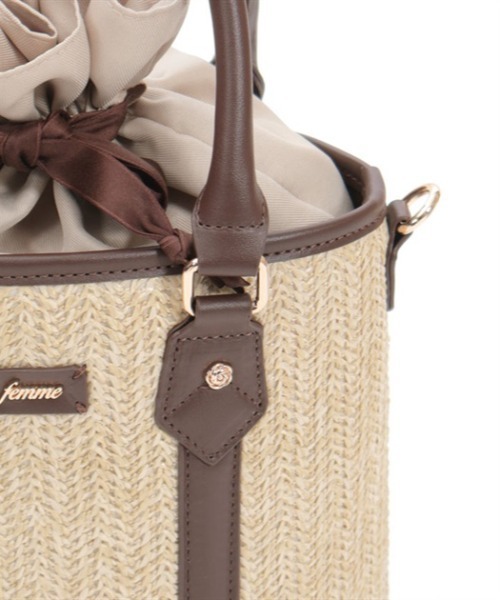 axes femme（アクシーズファム）の「合皮×雑材バイカラーバッグ（かごバッグ・レディース・ダークブラウン/ピンク/ブルー・FREE）」の13枚目の写真