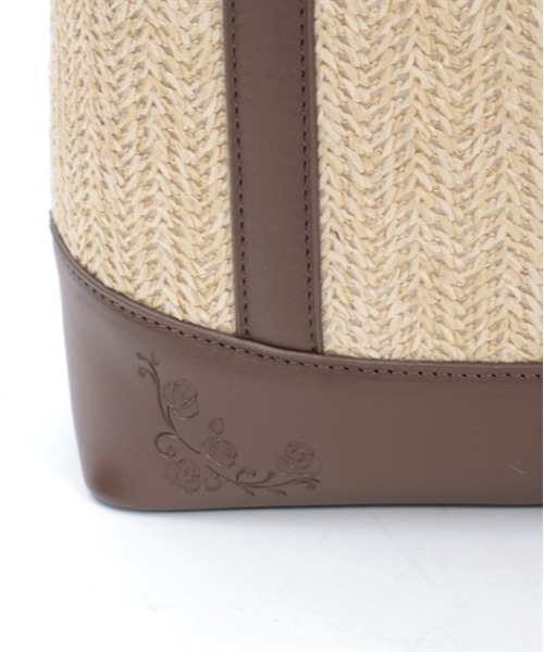 axes femme（アクシーズファム）の「合皮×雑材バイカラーバッグ（かごバッグ・レディース・ダークブラウン/ピンク/ブルー・FREE）」の14枚目の写真