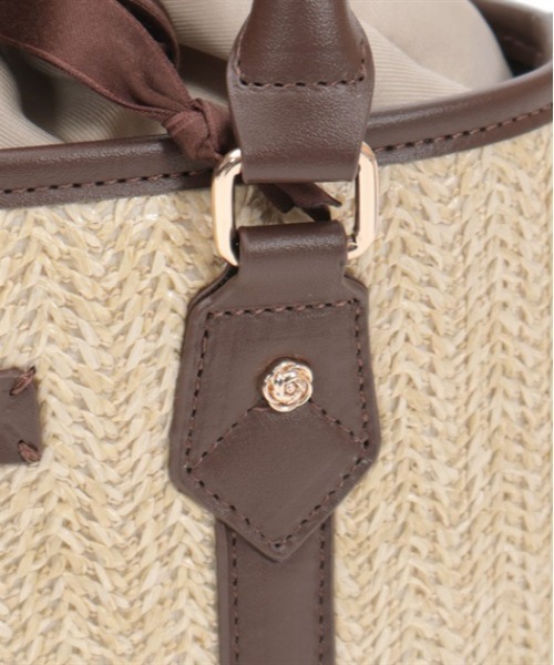 axes femme（アクシーズファム）の「合皮×雑材バイカラーバッグ（かごバッグ・レディース・ダークブラウン/ピンク/ブルー・FREE）」の15枚目の写真