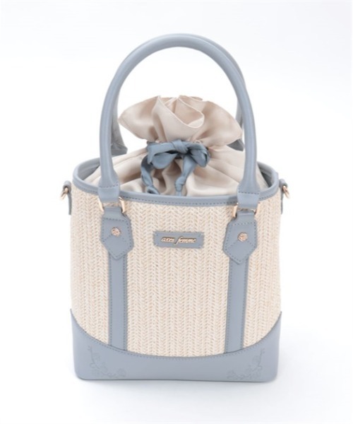 axes femme（アクシーズファム）の「合皮×雑材バイカラーバッグ（かごバッグ・レディース・ダークブラウン/ピンク/ブルー・FREE）」の18枚目の写真