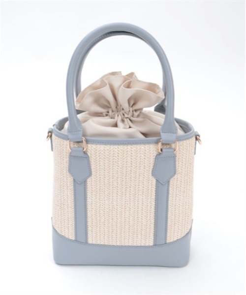 axes femme（アクシーズファム）の「合皮×雑材バイカラーバッグ（かごバッグ・レディース・ダークブラウン/ピンク/ブルー・FREE）」の20枚目の写真