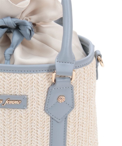 axes femme（アクシーズファム）の「合皮×雑材バイカラーバッグ（かごバッグ・レディース・ダークブラウン/ピンク/ブルー・FREE）」の21枚目の写真