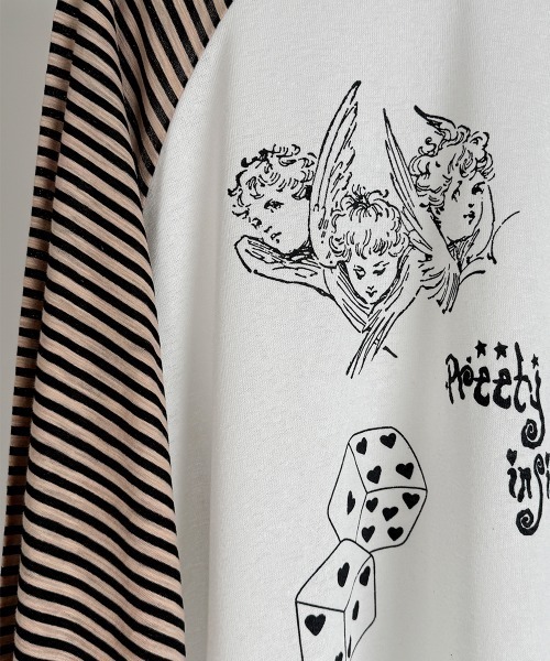 VIVID LADY(ビビッドレディー)の「ボーダースリーブ シアー ラグラン Tシャツ 長袖(Tシャツ/カットソー・レディース・グレー/アイボリー/ブラック・FREE)」の12枚目の写真