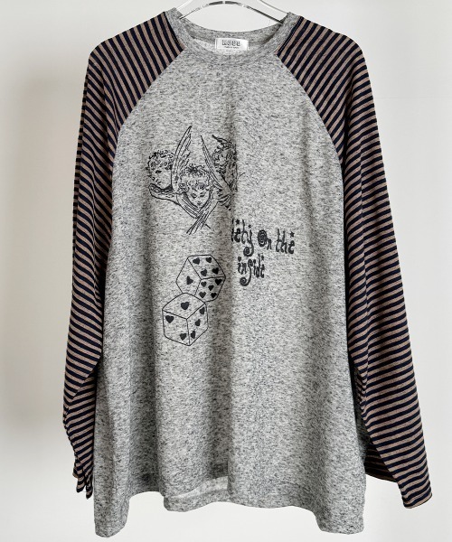 VIVID LADY(ビビッドレディー)の「ボーダースリーブ シアー ラグラン Tシャツ 長袖(Tシャツ/カットソー・レディース・グレー/アイボリー/ブラック・FREE)」の13枚目の写真