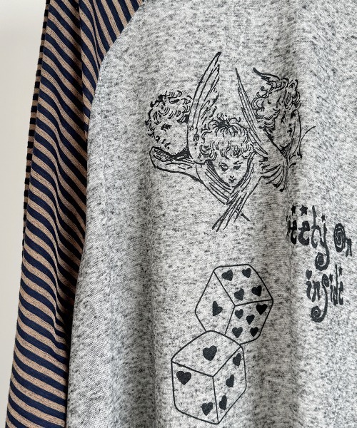 VIVID LADY(ビビッドレディー)の「ボーダースリーブ シアー ラグラン Tシャツ 長袖(Tシャツ/カットソー・レディース・グレー/アイボリー/ブラック・FREE)」の14枚目の写真