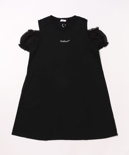 PINKHUNT(ピンクハント)の「PINKHUNT ピンクハント 肩だし袖シフォン ワンピース 0592K(ワンピース・キッズ・ブラック/スカイブルー系1・140cm/150cm/160cm/120cm/130cm)」の9枚目の写真