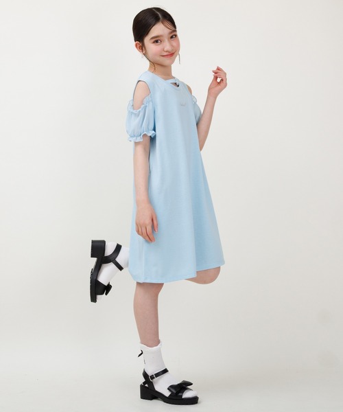 PINKHUNT(ピンクハント)の「PINKHUNT ピンクハント 肩だし袖シフォン ワンピース 0592K(ワンピース・キッズ・ブラック/スカイブルー系1・140cm/150cm/160cm/120cm/130cm)」の5枚目の写真