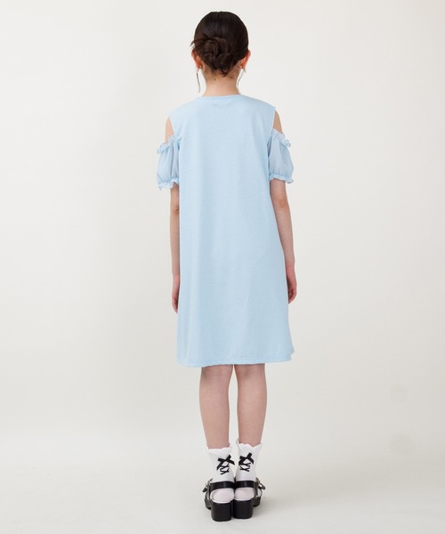 PINKHUNT(ピンクハント)の「PINKHUNT ピンクハント 肩だし袖シフォン ワンピース 0592K(ワンピース・キッズ・ブラック/スカイブルー系1・140cm/150cm/160cm/120cm/130cm)」の8枚目の写真