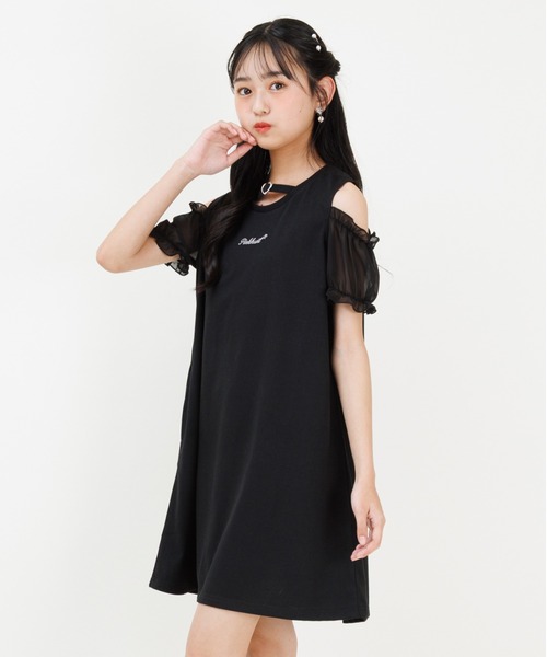 PINKHUNT(ピンクハント)の「PINKHUNT ピンクハント 肩だし袖シフォン ワンピース 0592K(ワンピース・キッズ・ブラック/スカイブルー系1・140cm/150cm/160cm/120cm/130cm)」の10枚目の写真