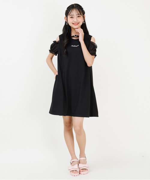 PINKHUNT(ピンクハント)の「PINKHUNT ピンクハント 肩だし袖シフォン ワンピース 0592K(ワンピース・キッズ・ブラック/スカイブルー系1・140cm/150cm/160cm/120cm/130cm)」の11枚目の写真