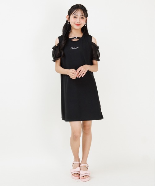 PINKHUNT(ピンクハント)の「PINKHUNT ピンクハント 肩だし袖シフォン ワンピース 0592K(ワンピース・キッズ・ブラック/スカイブルー系1・140cm/150cm/160cm/120cm/130cm)」の12枚目の写真