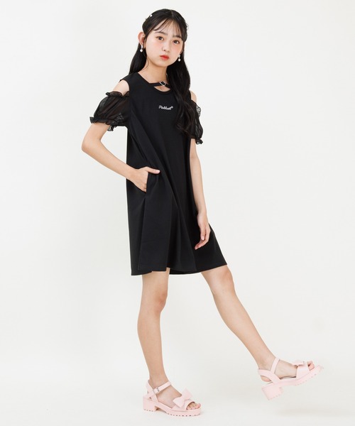 PINKHUNT(ピンクハント)の「PINKHUNT ピンクハント 肩だし袖シフォン ワンピース 0592K(ワンピース・キッズ・ブラック/スカイブルー系1・140cm/150cm/160cm/120cm/130cm)」の13枚目の写真