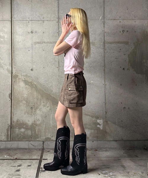 sedacle girl(セダクルガール)の「ポケットベルト付きミニスカート(スカート・レディース・ブラック/ブラウン・SMALL/MEDIUM)」の15枚目の写真