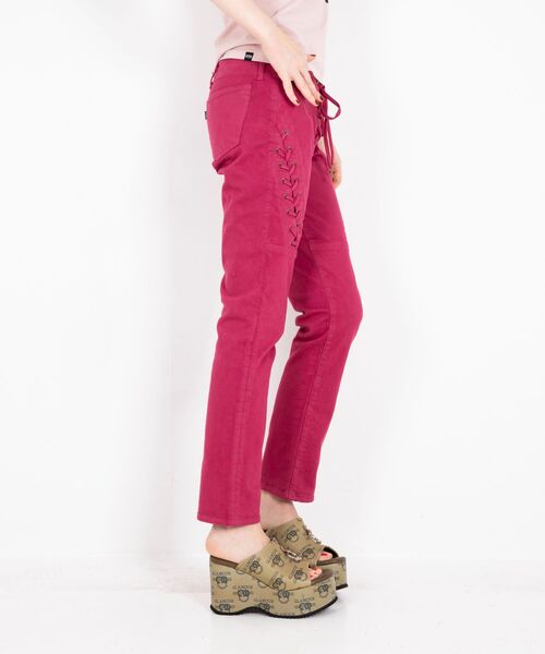 HYSTERIC GLAMOUR（ヒステリックグラマー）の「レースアップデニムストレッチパンツ（デニムパンツ・レディース・ブラック/ピンク/ライトインディゴブルー・MEDIUM/X-SMALL/SMALL）」の9枚目の写真
