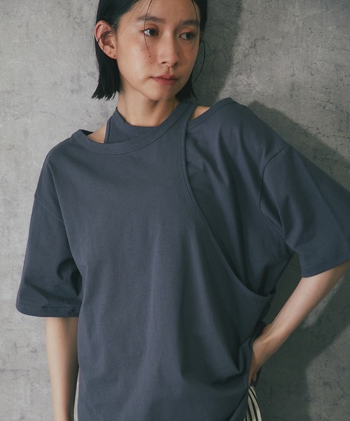 23AW enfold ヘキサゴン アシンメトリーTシャツ ソフト天竺
