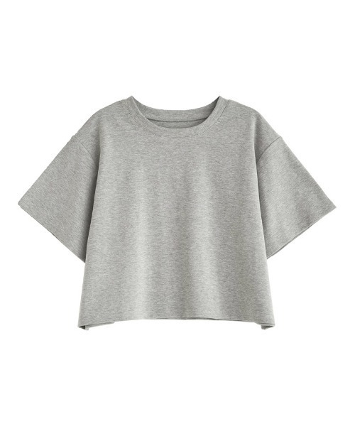 Re:EDIT（リエディ）の「[リニューアル][接触冷感][UVカット]セミクロップド半袖Tシャツ（Tシャツ/カットソー・レディース・ブラウン/レッド/グレー/イエロー/ホワイト/ブラック/ベージュ/チャコール・MEDIUM/LARGE）」の3枚目の写真