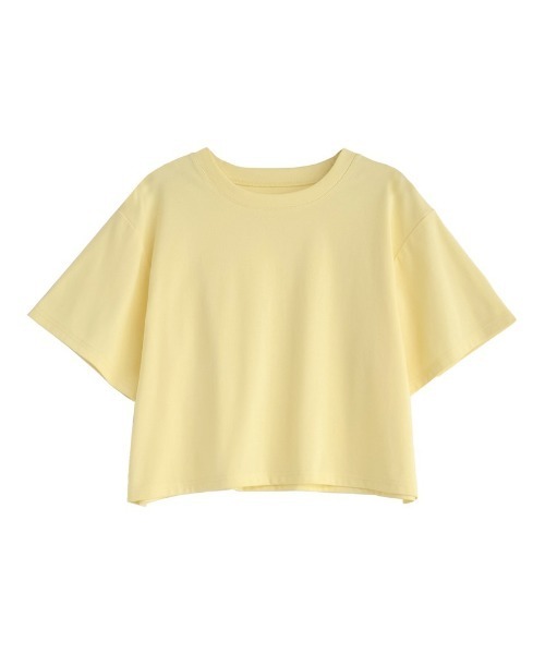 Re:EDIT（リエディ）の「[リニューアル][接触冷感][UVカット]セミクロップド半袖Tシャツ（Tシャツ/カットソー・レディース・ブラウン/レッド/グレー/イエロー/ホワイト/ブラック/ベージュ/チャコール・MEDIUM/LARGE）」の7枚目の写真