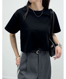 Re:EDIT | [2025 SUMMER COLLECTION]セミクロップド半袖Tシャツ(Tシャツ/カットソー)
