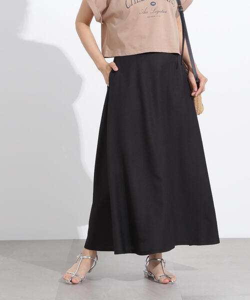 N.（N. Natural Beauty Basic）（エヌエヌナチュラルビューティーベーシック）の「リネンライクＡラインスカート（スカート・レディース・キャメル/ベージュ/ブラック・MEDIUM）」の2枚目の写真