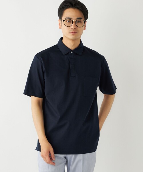 SHIPS Colors(シップス カラーズ)の「SHIPS Colors:〈接触冷感・抗菌防臭〉シルケット スムース ポロシャツ(ポロシャツ・メンズ・ダークグレー/ネイビー/ホワイト/ライトグレー・MEDIUM/LARGE/X-LARGE)」の4枚目の写真