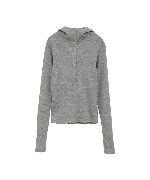 【新品】  CLANE / クラネ | WOOL RIB HOODED TIGHT TOPS リブ トップス | 1 | グレー | レディース CLANE（クラネ）の「CLANE/クラネ/WOOL RIB HOODED TIGHT TOPS