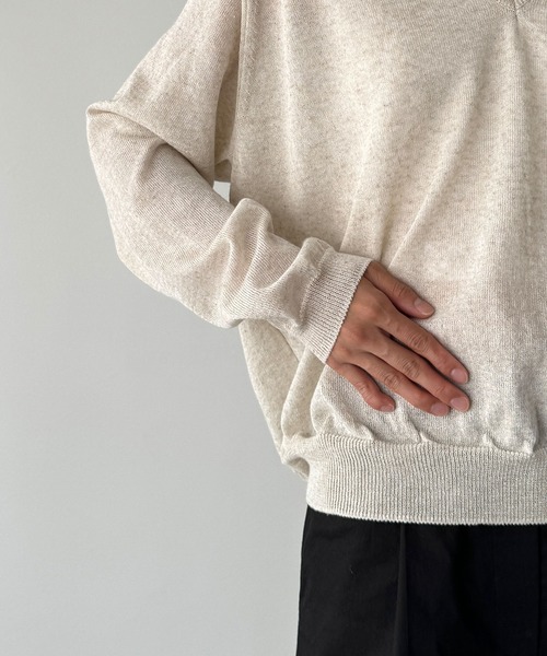 「CANAL JEAN」 「El mar」Vネックニット ONE SIZE オフホワイト レディース セール】El mar リネン混Vネックニット（ニット/セーター