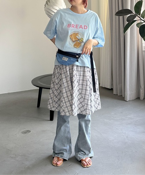 PILIT（ピリット）の「パネルフレア チェックミニスカート（スカート・レディース・ブラウン/オフホワイト・MEDIUM）」の10枚目の写真