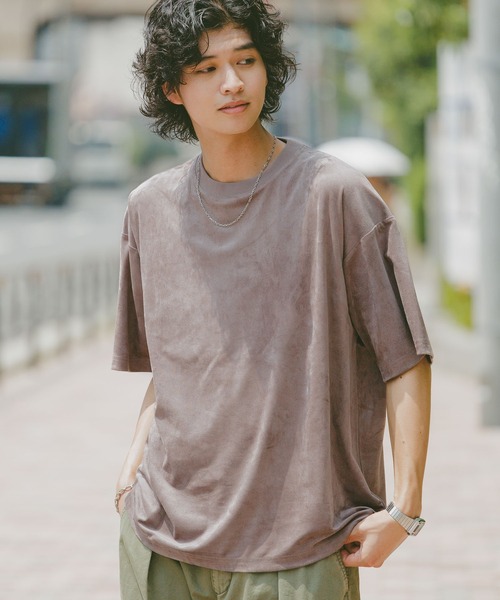 RAGEBLUE（レイジブルー）の「カットスウェード/ビッグシルエットTシャツ（Tシャツ/カットソー・メンズ・アイボリー/ネイビー/ベージュ/グレー・MEDIUM/LARGE）」の4枚目の写真