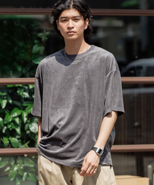 RAGEBLUE（レイジブルー）の「カットスウェード/ビッグシルエットTシャツ（Tシャツ/カットソー・メンズ・アイボリー/ネイビー/ベージュ/グレー・MEDIUM/LARGE）」の3枚目の写真