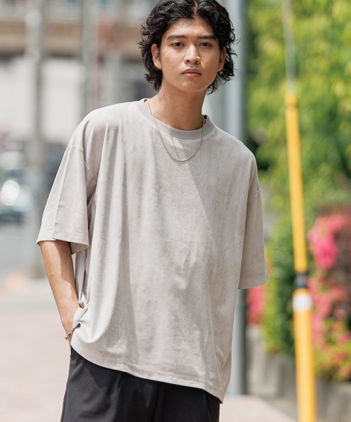 RAGEBLUE（レイジブルー）の「カットスウェード/ビッグシルエットTシャツ（Tシャツ/カットソー・メンズ・アイボリー/ネイビー/ベージュ/グレー・MEDIUM/LARGE）」の2枚目の写真