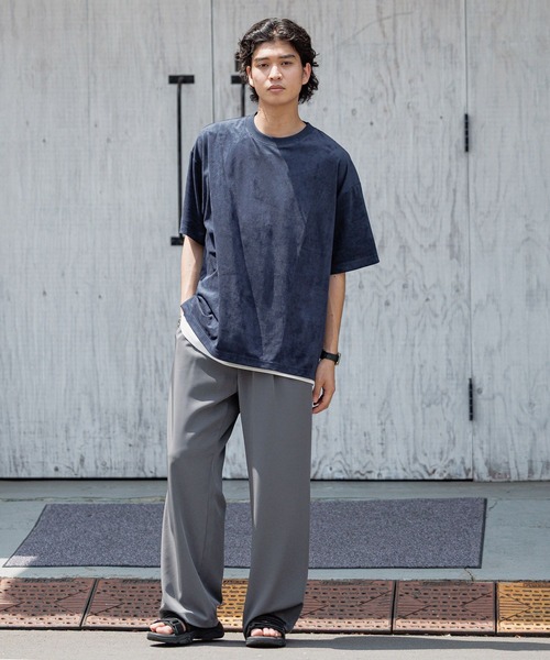 RAGEBLUE（レイジブルー）の「カットスウェード/ビッグシルエットTシャツ（Tシャツ/カットソー・メンズ・アイボリー/ネイビー/ベージュ/グレー・MEDIUM/LARGE）」の16枚目の写真