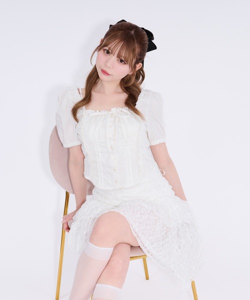 apres jour(アプレジュール)の「レースアシメミニスカート(スカート・レディース・ホワイト/ブラック・X-LARGE/フリー)」の3枚目の写真