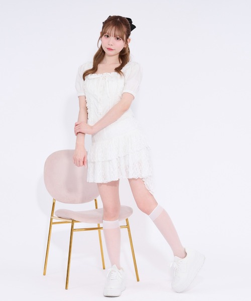 apres jour(アプレジュール)の「レースアシメミニスカート(スカート・レディース・ホワイト/ブラック・X-LARGE/フリー)」の5枚目の写真