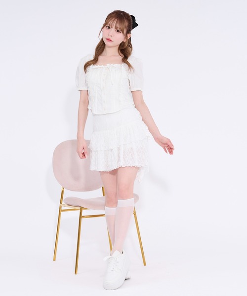 apres jour(アプレジュール)の「レースアシメミニスカート(スカート・レディース・ホワイト/ブラック・X-LARGE/フリー)」の6枚目の写真