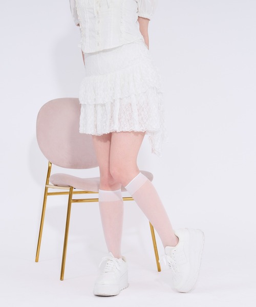 apres jour(アプレジュール)の「レースアシメミニスカート(スカート・レディース・ホワイト/ブラック・X-LARGE/フリー)」の4枚目の写真