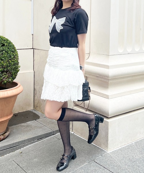 apres jour(アプレジュール)の「レースアシメミニスカート(スカート・レディース・ホワイト/ブラック・X-LARGE/フリー)」の16枚目の写真