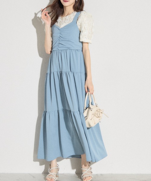 セール】【ZOZO限定】フロントギャザーティアードワンピース