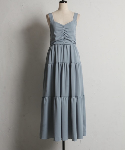 セール】【ZOZO限定】フロントギャザーティアードワンピース