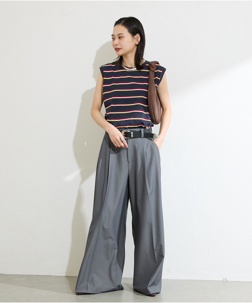 JOURNAL STANDARD(ジャーナルスタンダード)の「《追加3》汗ジミ防止天竺ボーダーノースリーブ(Tシャツ/カットソー・レディース・ベージュ系その他/ブラウン/ネイビー/グリーン系その他・FREE)」の8枚目の写真